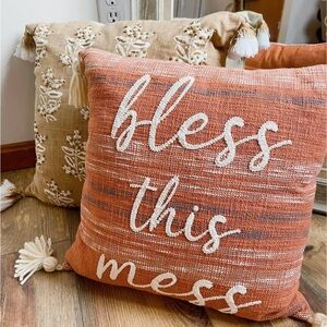 Orange and Beige Decorative Throw Pillows